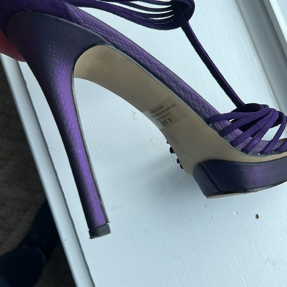 Platinum 5 inch stiletto heel purple suede sandals size 8 1/2 - Picture 11 of 11
